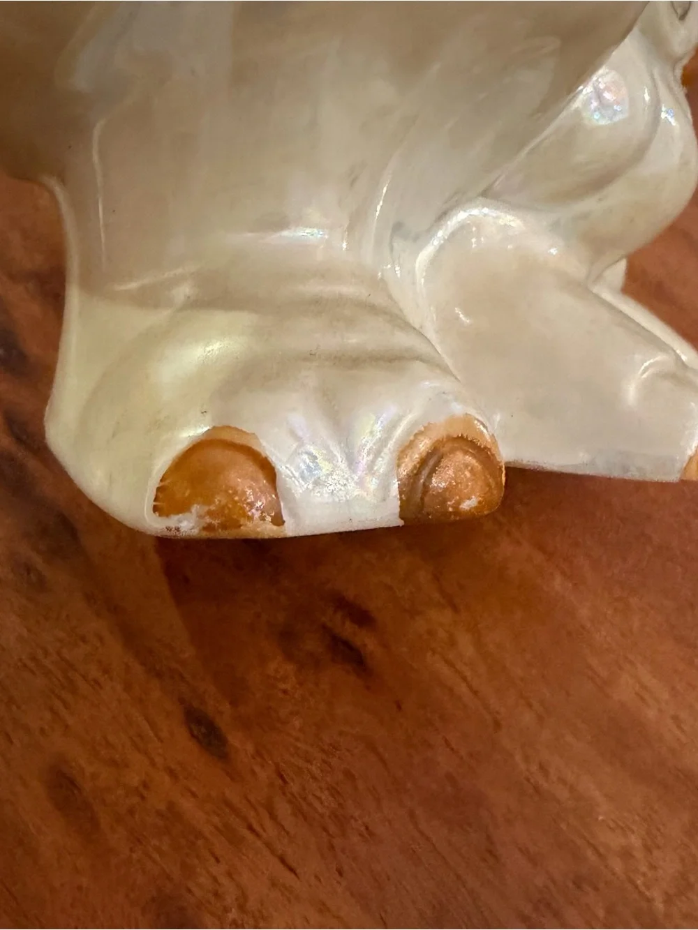 Vintage Iridescent Ceramic Mother & Baby Owl Figurine 6